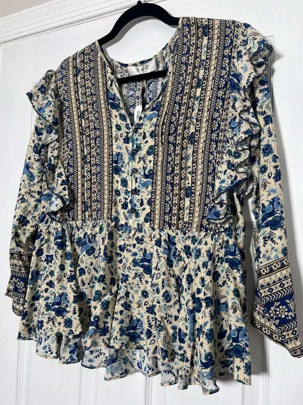 SEA NEW YORK DOE PRINT silk blouse size 4 - Picture 1 of 8